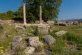 ancient Nikopolis in preveza greece paleochristian church in the castle of Nikolopils culumns mosaics Royalty Free Stock Photo