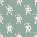 Ancient nordic warrior seamless pattern