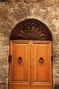 Ancient Oak Door San Gimignano Italy