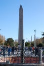 Egyptian Obelisk and Serpent column at Hippodrome in Istanbul, Turkey Royalty Free Stock Photo