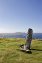 Ancient ogham stone monument on Dunmore Head in Dingle, Ireland Royalty Free Stock Photo