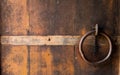 Ancient old chain concept on old door, wallpaper, background Royalty Free Stock Photo