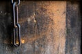 Ancient old chain concept on old door, wallpaper, background Royalty Free Stock Photo