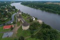 Ancient Old Ladoga fortress aerial photography. Staraya Ladoga, Russia Royalty Free Stock Photo