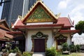 Ancient old ordination hall or antique beautiful ubosot church for thai people 