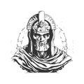 ancient olympian heroes wearing hoodie, vintage logo line art concept black and white color, hand drawn illustration