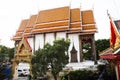 Ancient ordination hall or antique ubosot for thai travelers people travel visit respect praying blessing buddha at Wat Phai