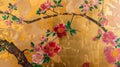 Ancient oriental golden paintings of plum blossom