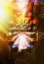Ancient ornamental structure with filigrane pattern on abstract background.