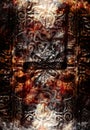Ancient ornamental structure with filigrane pattern on abstract background.