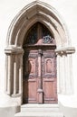 Ancient ornate door to the medieval church Royalty Free Stock Photo