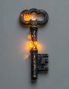 Magic Skeleton Key Burning with Inner Fire Royalty Free Stock Photo