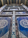 Ancient ornate temple door, buddhist art, thailand Royalty Free Stock Photo