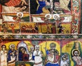 ancient orthodox church interior painted walls in gondar ethiopia