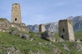 Ancient Ossetian defensive towers in the mountains of North Ossetia. Tsmiti, North Ossetia-Alania