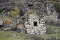 The ancient Ossetian grave crypt close-up. Dzivgis, North Ossetia