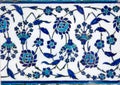 Ancient Ottoman handmade turkish tiles with floral patterns
