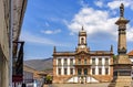 Ancient Ouro Preto central square with its historic buildings Royalty Free Stock Photo