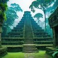 ancient and overgrown mayan temple ruins in the lost place in the amazon fictional landscape created with