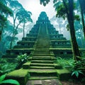 ancient and overgrown mayan temple ruins in the lost place in the amazon fictional landscape created with