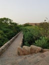 An ancient overpass lengthening from one fort to another