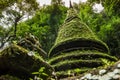 Ancient pagoda and beautiful moss, Alongkorn Chedi Pagoda located in tropical forest of Namtok Phlio National Park, Chanthaburi,