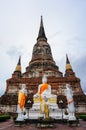 Ancient pagoda and buddha statue in Ayutthaya, Thailand Royalty Free Stock Photo