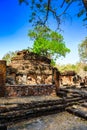 Ancient Pagoda with Elephant Statue in Kamphaeng Phet Historical Park