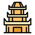 Ancient pagoda icon vector flat