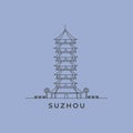 ancient pagoda in suzhou line art logo vector symbol illustration design, ruiguang pagoda symbol Royalty Free Stock Photo