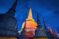 Ancient Pagoda in Wat Mahathat temple, night scene,Nakhon Si Thammarat ,Southern of Thailand Royalty Free Stock Photo