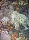 Ancient painted fresco in Ajanta caves, India Royalty Free Stock Photo