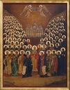 Ancient Painted Icon of Kiev-Pechersk Kyiv Caves Saints Royalty Free Stock Photo