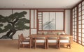 Ancient Painted wall with Japanese-style living room. Royalty Free Stock Photo
