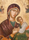 Ancient painting icon from Meteora Church, Greece Royalty Free Stock Photo