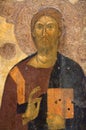 Ancient painting with Christ in Meteora, Greece