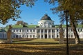 Ancient palace in landscaped park autumn