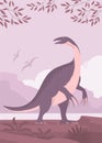 Ancient pangolin therizinosaurus on the background of wildlife