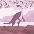 Ancient pangolin therizinosaurus on the background of wildlife