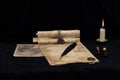 Ancient paper scrolls.