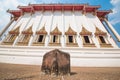 Ancient parapet around the chapel of Wat Bueng Phra Ranchai in Roi Et province