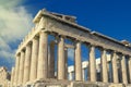 Ancient Parthenon, Greek temple on the Acropolis. Vintage color