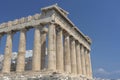 The ancient Parthenon temple on Acropolis hill, famous landmark and tourist attraction in Athens, Greece, in sunny summer day Royalty Free Stock Photo