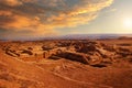 Ancient Parthian capital Nisa, located near Ashgabat in Turkmenistan. Beautiful panoramic view at sunset