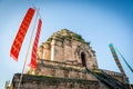 Ancient partly destroyed brick pagoda Wat Chedi Luang in Chiang Mai Royalty Free Stock Photo