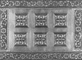 ancient Pattern of silver metal plate with flower carved Royalty Free Stock Photo