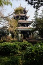 Ancient pavilion at Wangjianglou Park in sunny winter morning