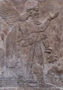 Ancient persian bas-relief depicting a winged god