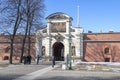 At the ancient Peter Gate of the Peter and Paul Fortress. Saint Petersburg Royalty Free Stock Photo