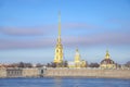 Ancient Peter and Paul Fortress, early spring morning. Saint Petersburg, Russia